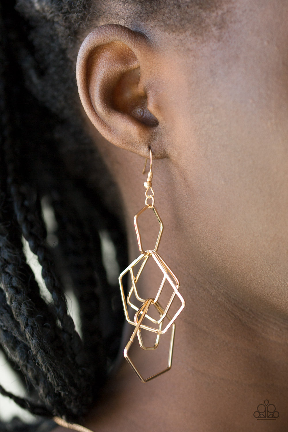 Paparazzi Accessories  - Five Sided Fabulous  - Gold Earrings