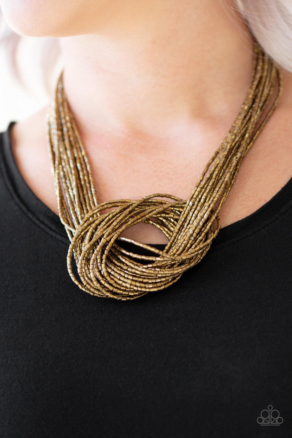 Paparazzi Accessories - Knotted Knockout - Brass Necklace