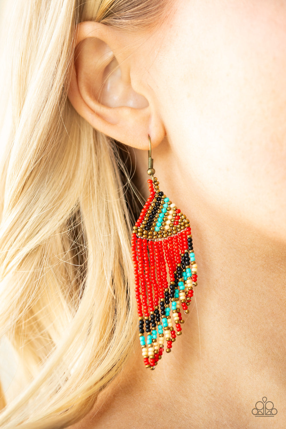 Paparazzi Accessories  - Bodaciously Bohemian - Red Earrings