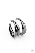 Load image into Gallery viewer, Paparazzi Accessories - Colossal Curves - Black (Gunmetal) Hoop Earrings
