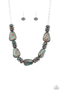 Paparazzi Accessories  - Prehistoric Fashionista - Turquoise  (Blue) Necklace