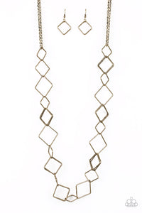 Paparazzi Accessories - Backed Into A Corner - Brass Necklace