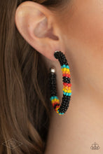 Load image into Gallery viewer, Paparazzi Accessories - Bodaciously Beaded - Black Hoop Earrings
