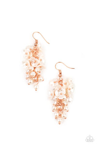 Paparazzi Accessories - Bountiful Bouquets - Copper (Pearl) Earrings