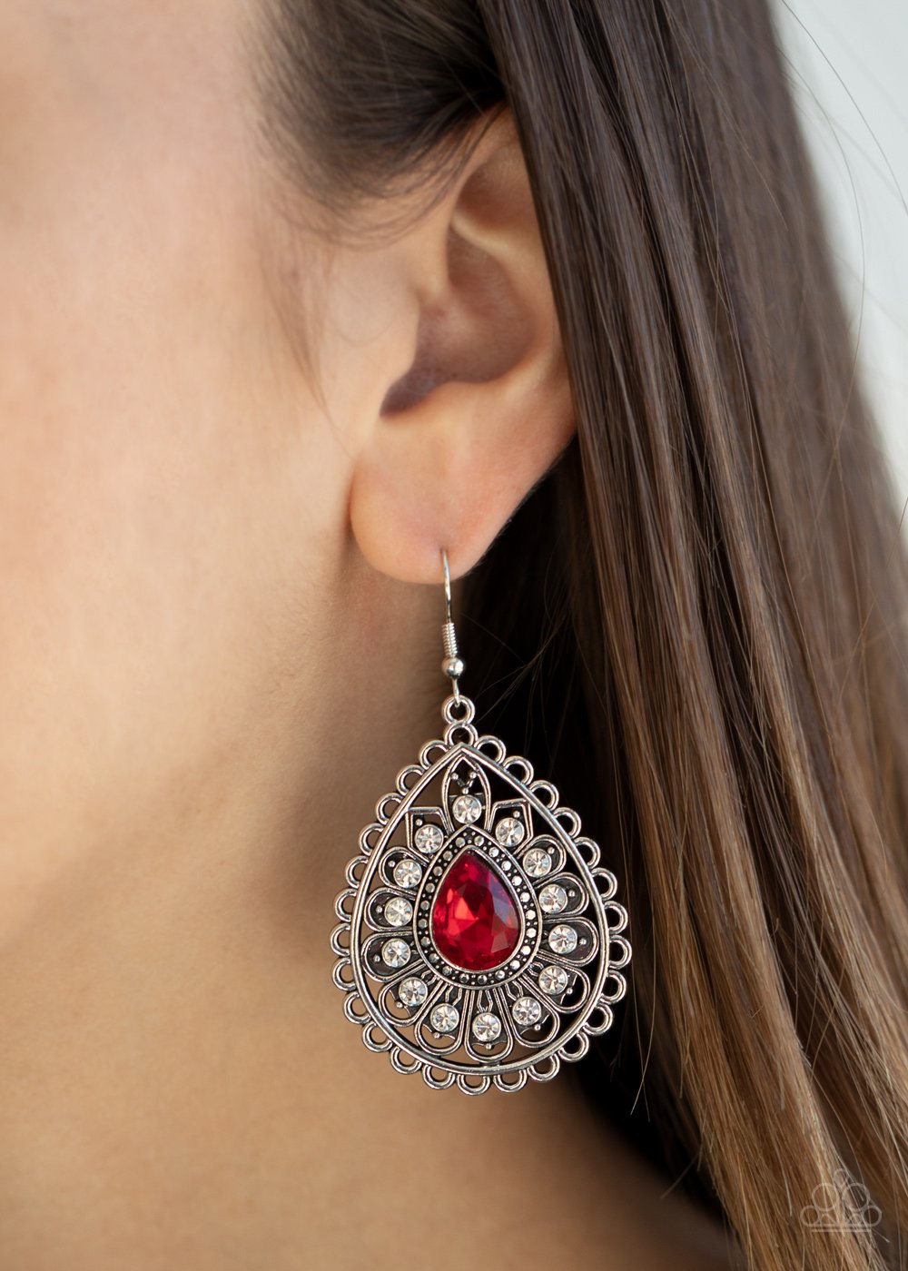 Paparazzi Accessories - Eat Drink And Beam Ready - Red Earrings