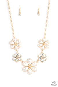 Paparazzi Accessories - Fiercely Flowering - Gold ( Pearls) Necklace