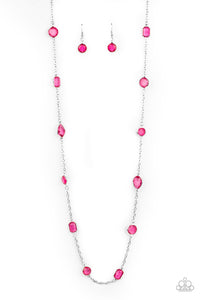 Paparazzi Accessories - Glassy Glamorous - Pink Necklace