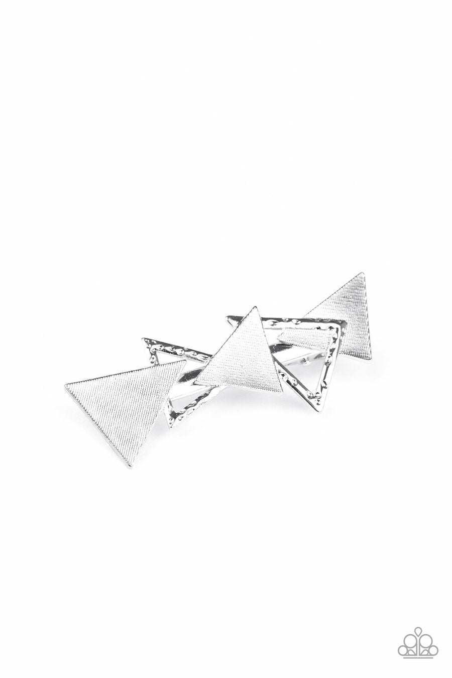 Paparazzi Accessories - Know All The Triangles - Silver Hair Clip