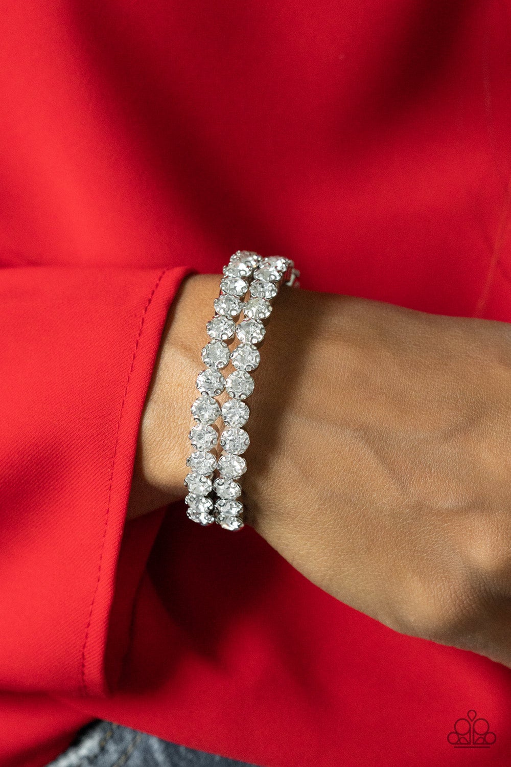 Paparazzi Accessories - Megawatt Majesty - White (Bling) Bracelet