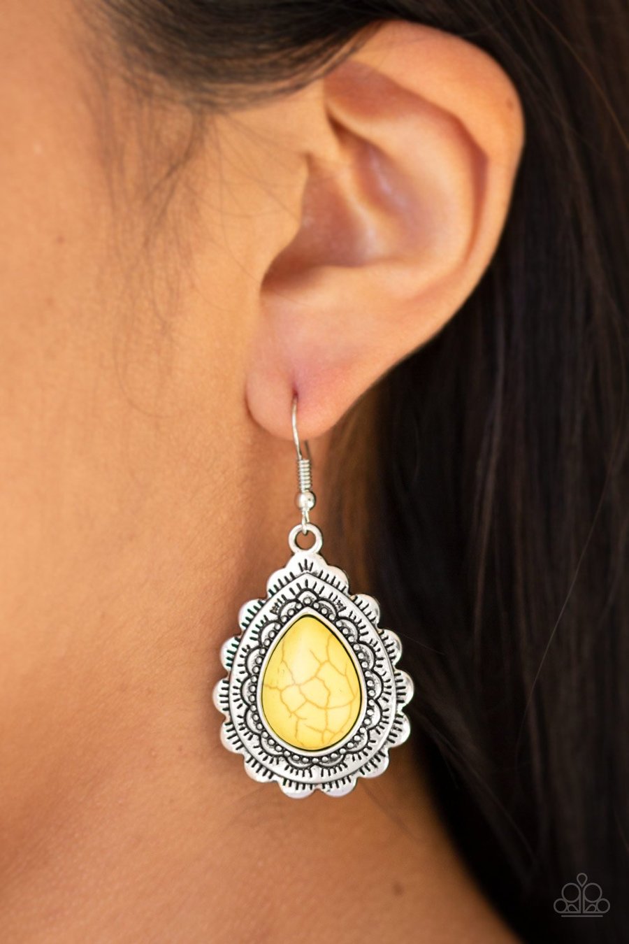 Paparazzi Accessories - Mesa Mustang - Yellow Earrings