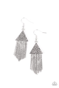 Paparazzi Accessories - Pyramid Sheen - Silver Earrings