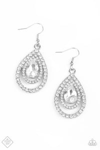 Paparazzi Accessories - So The Story Glows - White (Bling) Earrings