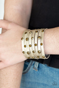 Paparazzi Accessories - Go-Getter Glamorous - Brass Urban Snap Bracelet
