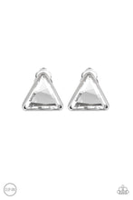 Load image into Gallery viewer, Paparazzi Accessories - Timeless In Triangles - White (Bling) Clip-On Earrings
